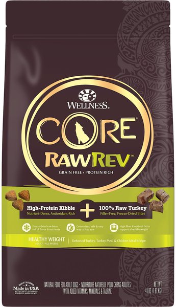 Wellness CORE RawRev Grain-Free Healthy Weight Recipe with Freeze-Dried Turkey Dry Dog Food, 4-lb bag slide 1 of 8