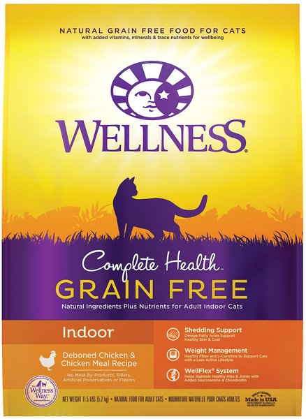 Wellness Complete Health Grain-Free Indoor Deboned Chicken Recipe Dry Cat Food, 11.5-lb bag slide 1 of 9