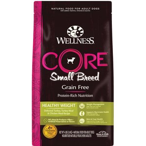 Wellness CORE Grain-Free Small Breed Healthy Weight Deboned Turkey Recipe Dry Dog Food, 4-lb bag