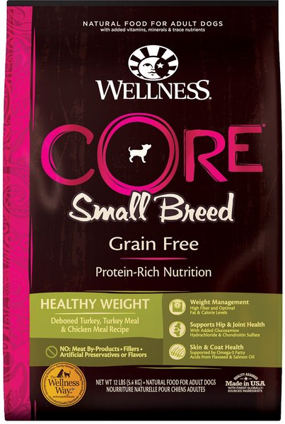 Wellness CORE Grain-Free Small Breed Healthy Weight Deboned Turkey Recipe Dry Dog Food, 12-lb bag slide 1 of 7