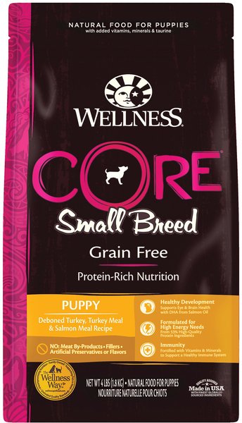 Wellness CORE Grain-Free Small Breed Puppy Deboned Turkey Recipe Dry Dog Food, 4-lb bag slide 1 of 7