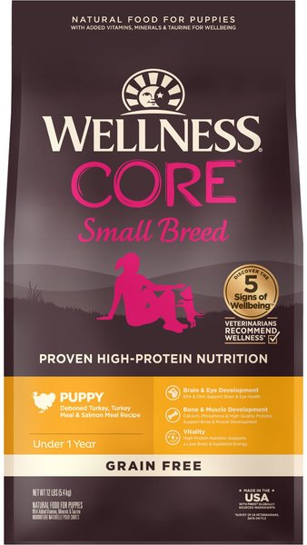 View of WELLNESS CORE Grain-Free Small Breed Puppy Deboned Turkey Recipe Dry ...