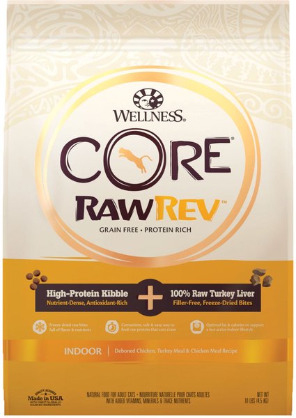 Wellness CORE RawRev Grain-Free Indoor Recipe with Freeze-Dried Turkey Liver Dry Cat Food, 10-lb bag slide 1 of 8