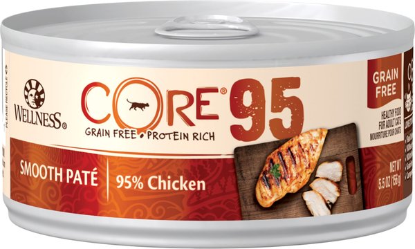 Wellness CORE 95% Chicken Grain-Free Canned Cat Food, 5.5-oz, case of 12 slide 1 of 7