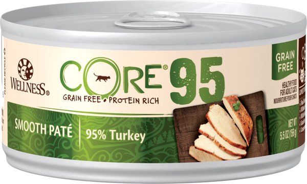 Wellness CORE 95% Turkey Grain-Free Canned Cat Food, 5.5-oz, case of 12 slide 1 of 9