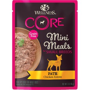 Wellness CORE Grain-Free Small Breed Mini Meals Chicken Pate Dog Food Pouches, 3-oz, case of 12