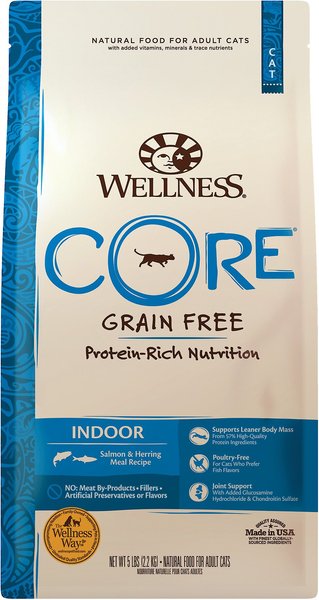 Wellness CORE Grain-Free Indoor Salmon & Herring Meal Recipe Dry Cat Food, 5-lb bag slide 1 of 9