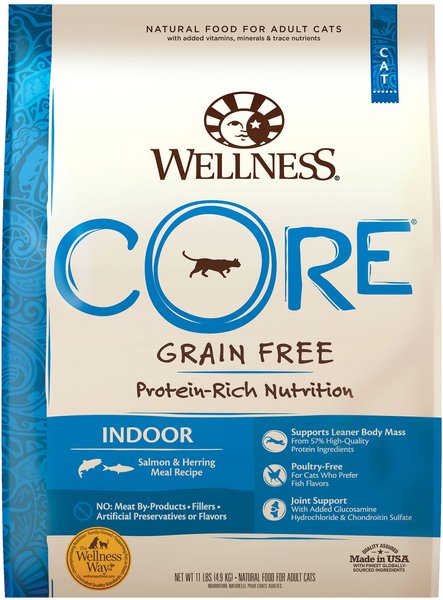 Wellness CORE Grain-Free Indoor Salmon & Herring Meal Recipe Dry Cat Food, 11-lb bag slide 1 of 9