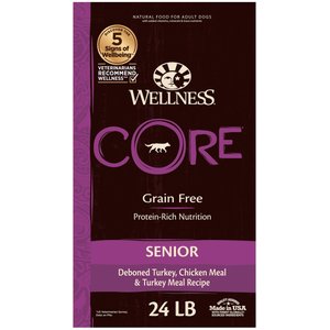 Wellness CORE Grain-Free Senior Deboned Turkey Recipe Natural Dry Dog Food, 24-lb bag