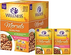 Wellness Healthy Indulgence Morsels Grain-Free Variety Pack Cat Food Pouches, 3-oz, case of 32