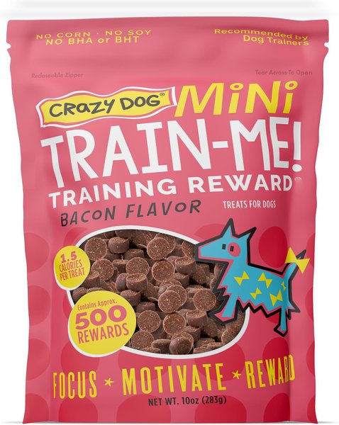 Crazy Dog Train-Me! Minis Bacon Flavor Dog Treats, 10-oz bag slide 1 of 5