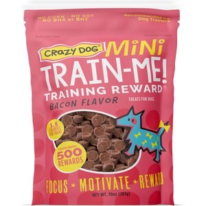 Crazy Dog Train-Me! Minis Bacon Flavor Dog Treats, 10-oz bag