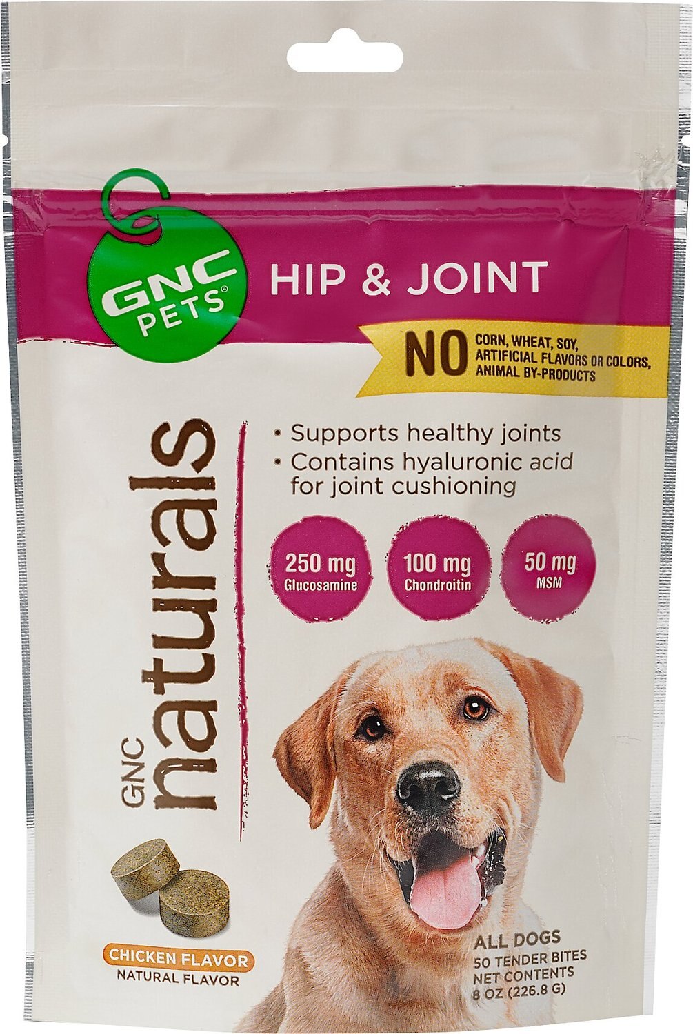 GNC PETS Naturals Hip & Joint Chicken Flavor Soft Chews Dog Supplement