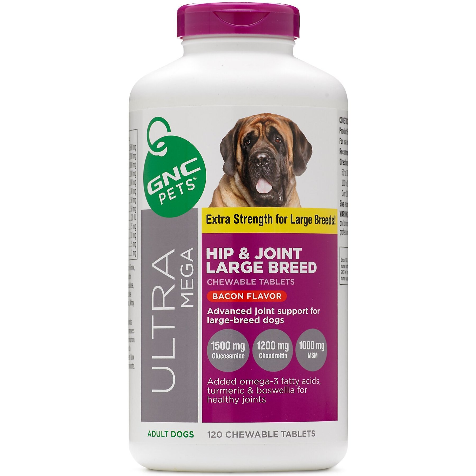 Discontinued GNC PETS Ultra Mega Hip & Joint Large Breed Bacon Flavor