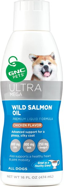 GNC Pets Ultra Mega Wild Salmon Oil Chicken Flavor Liquid Dog Supplement, 16-oz bottle slide 1 of 3