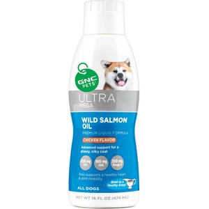 GNC Pets Ultra Mega Wild Salmon Oil Chicken Flavor Liquid Dog Supplement, 16-oz bottle