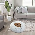 Best Friends by Sheri The Original Calming Shag Fur Donut Cuddler Cat & Dog Bed, Frost, Small