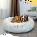Best Friends by Sheri The Original Calming Shag Fur Donut Cuddler Cat & Dog Bed, Frost, X-Large