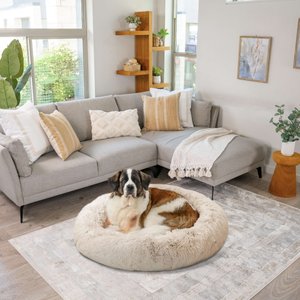 Best Friends by Sheri The Original Calming Shag Fur Donut Cuddler Cat & Dog Bed, Taupe, X-Large