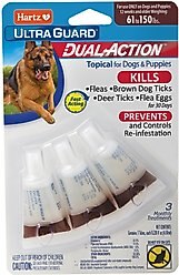 Hartz UltraGuard Dual Action Flea & Tick Spot Treatment for Dogs 61-150 lbs+, 3 Doses (3-mos. supply)