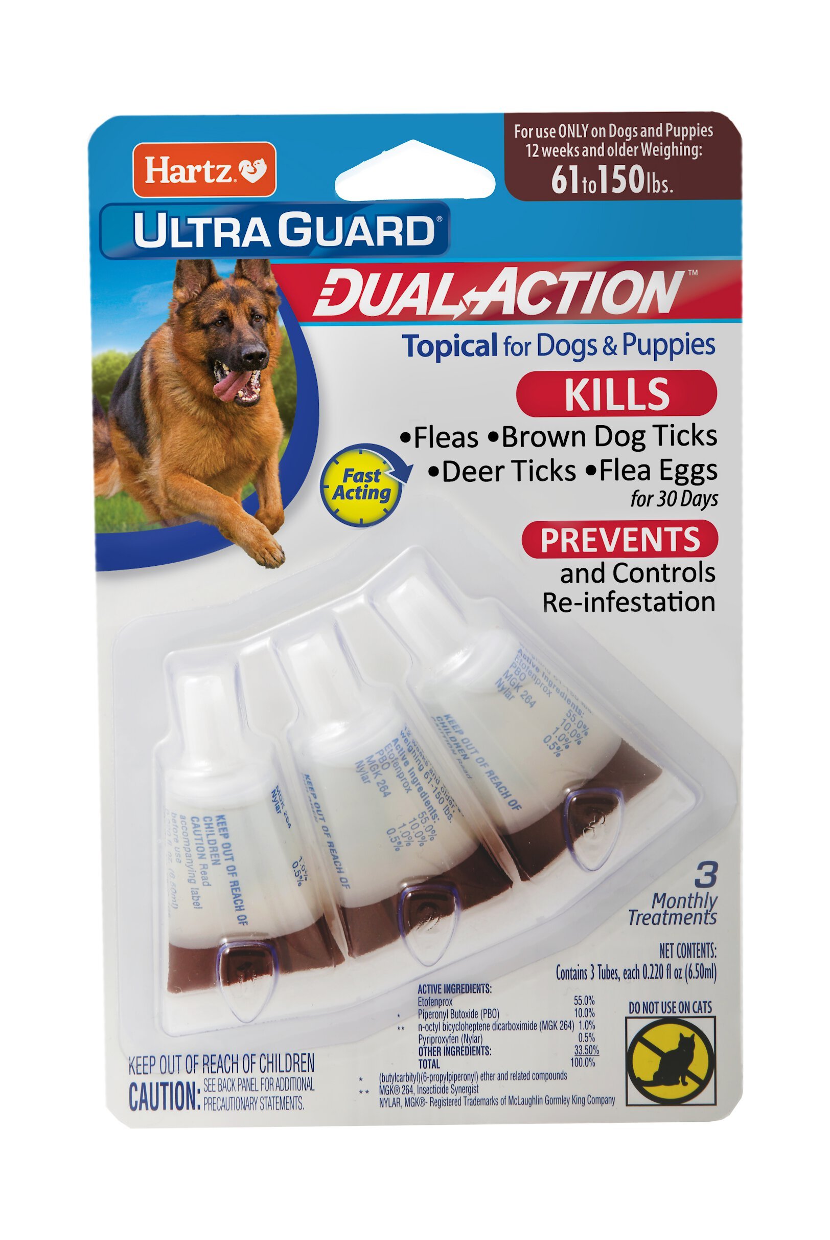 HARTZ UltraGuard Dual Action Flea & Tick Spot Treatment for Dogs 61-150 ...