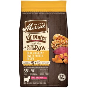 Merrick Lil' Plates Grain-Free Small Breed Dry Dog Food Real Chicken, Sweet Potatoes + Peas with Raw Bites Recipe, 10-lb bag