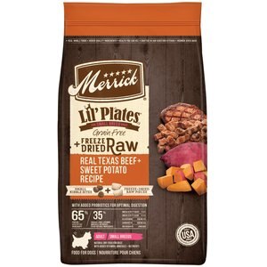 Merrick Lil' Plates Grain-Free Chicken-Free Real Texas Beef, Sweet Potato + Peas With Raw Bites Recipe Small Breed Dry Dog Food, 10-lb bag
