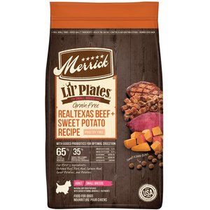 Merrick Lil' Plates Grain-Free Chicken-Free Real Texas Beef + Sweet Potato Recipe Small Breed Dry Dog Food, 20-lb bag