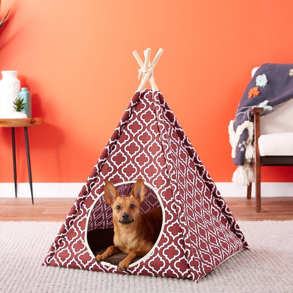 P.L.A.Y. Pet Lifestyle and You Teepee Tent Covered Cat & Dog Bed, Moroccan Marsala slide 1 of 6
