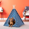 P.L.A.Y. Pet Lifestyle and You Teepee Tent Covered Cat & Dog Bed, Moroccan Navy