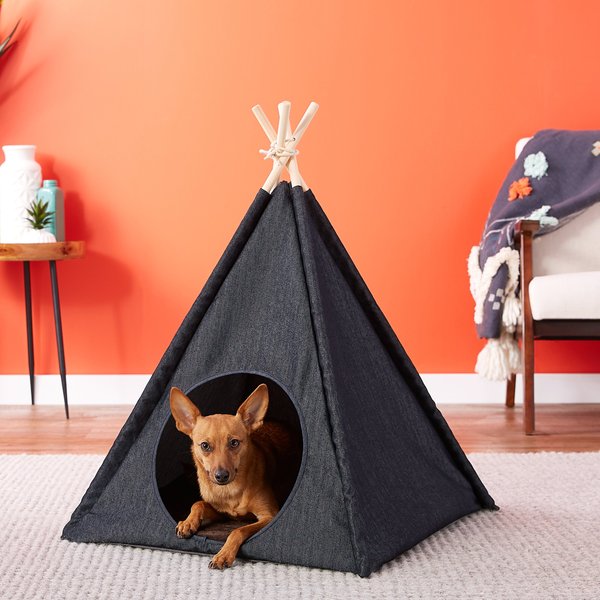 P.L.A.Y. Pet Lifestyle and You Teepee Tent Covered Cat & Dog Bed, Urban Denim slide 1 of 6