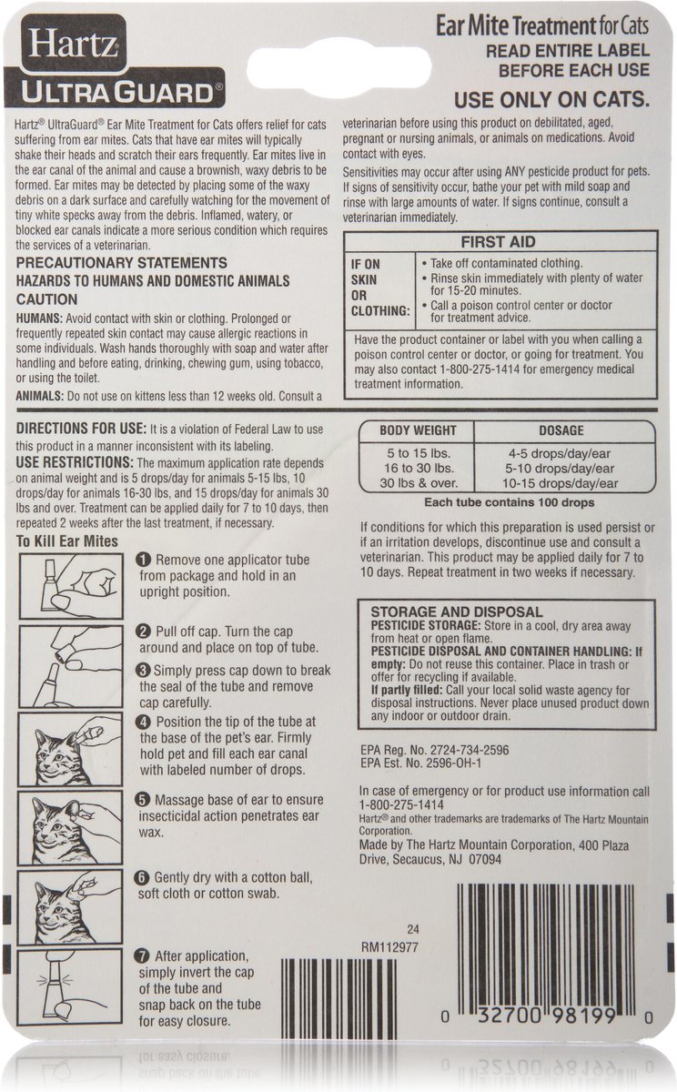 Ultraguard ear mite 2025 treatment for cats