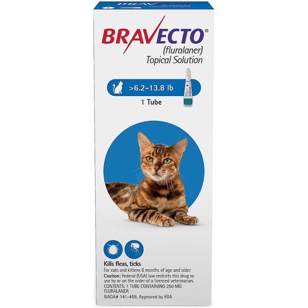 BRAVECTO Plus Topical Solution for Cats, 2.6-6.2 lbs, (Green Box), 1 Dose  (2-mos. supply) 