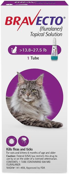 Bravecto Topical Solution for Cats, 13.8-27.5 lbs, (Purple Box), 1 Dose (12-wks. supply) slide 1 of 10