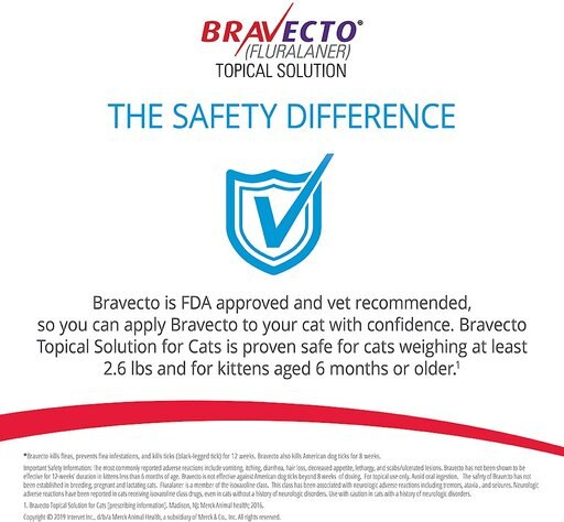 Bravecto Topical Solution for Cats, 13.8-27.5 lbs, (Purple Box), 1 Dose (12-wks. supply)