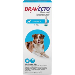 Bravecto Topical Solution for Dogs, 44-88 lbs, (Blue Box), 1 Dose (12-wks. supply)