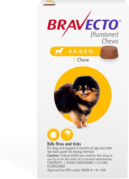 Bravecto Chew for Dogs, 4.4-9.9 lbs, (Yellow Box), 1 Chew (12-wks. supply) slide 1 of 10