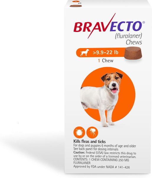 Bravecto Chew for Dogs, 9.9-22 lbs, (Orange Box), 1 Chew (12-wks. supply) slide 1 of 10