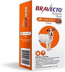 Bravecto Chew for Dogs, 9.9-22 lbs, (Orange Box), 1 Chew (12-wks. supply) slide 2 of 9