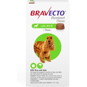 Bravecto Chew for Dogs, 22-44 lbs, (Green Box), 1 Chew (12-wks. supply)