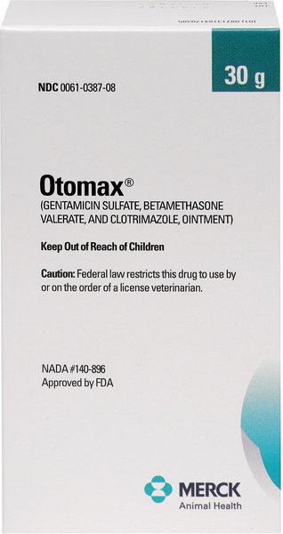 Otomax (Gentamicin / Betamethasone / Clotrimazole) Otic Ointment for Dogs, 30-g slide 1 of 7