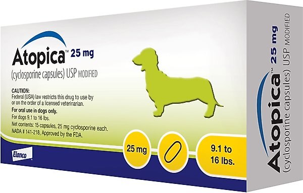 Atopica (Cyclosporine) Capsules for Dogs, 25-mg, 15 capsules slide 1 of 7
