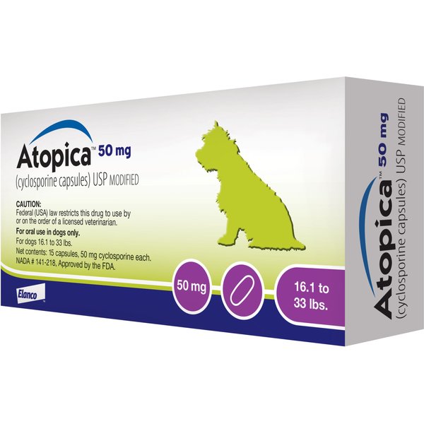 ATOPICA (Cyclosporine) Capsules for Dogs, 50-mg, 15 capsules - Chewy.com