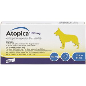 Atopica (Cyclosporine) Capsules for Dogs, 15 capsules, 100-mg (33.1-64 lbs)