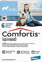 Comfortis Chewable Tablet for Dogs 40.1-60 lbs (Blue Box), 6 Chewable Tablets (6-mos. supply)