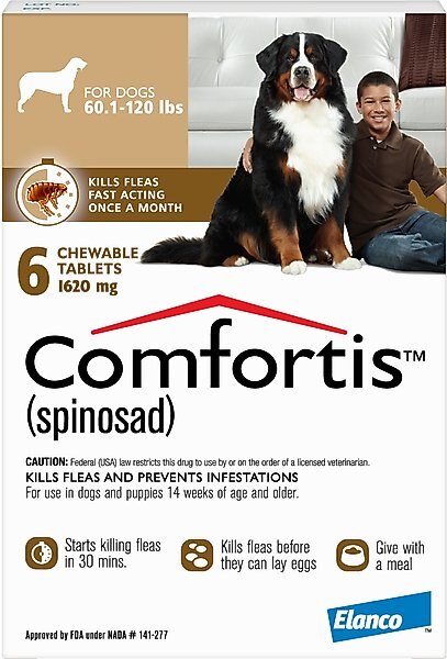 Comfortis Chewable Tablet for Dogs, 60.1-120 lbs, (Brown Box), 6 Chewable Tablets (6-mos. supply) slide 1 of 4