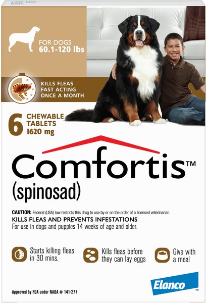 Comfortis Chewable Tablet for Dogs, 60.1-120 lbs, (Brown Box), 6 Chewable Tablets (6-mos. supply) slide 1 of 4