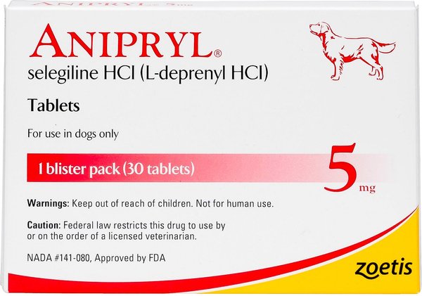 Anipryl (Selegiline HCl) Tablets for Dogs, 30 tablets, 5-mg slide 1 of 7
