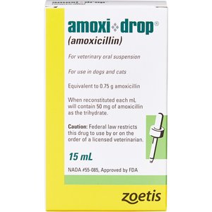 Amoxi-Drop (Amoxicillin) Oral Suspension for Dogs & Cats, 50-mg, 15-mL