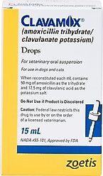 Clavamox (Amoxicillin / Clavulanate Potassium) Oral Suspension for Dogs & Cats, 15-mL